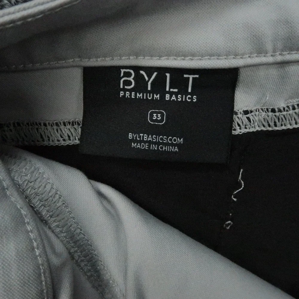 BYLT Basics Pants Mens 33x29 Gray Everyday Straight Zip Pocket Stretch Golf
